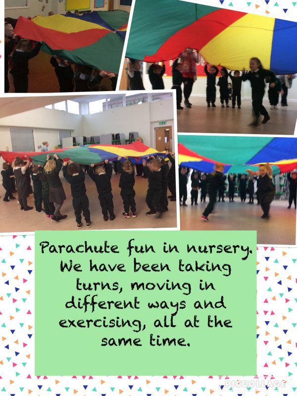 Parachute fun in nursery